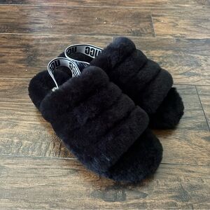 UGG Midnight Black Plush Slippers